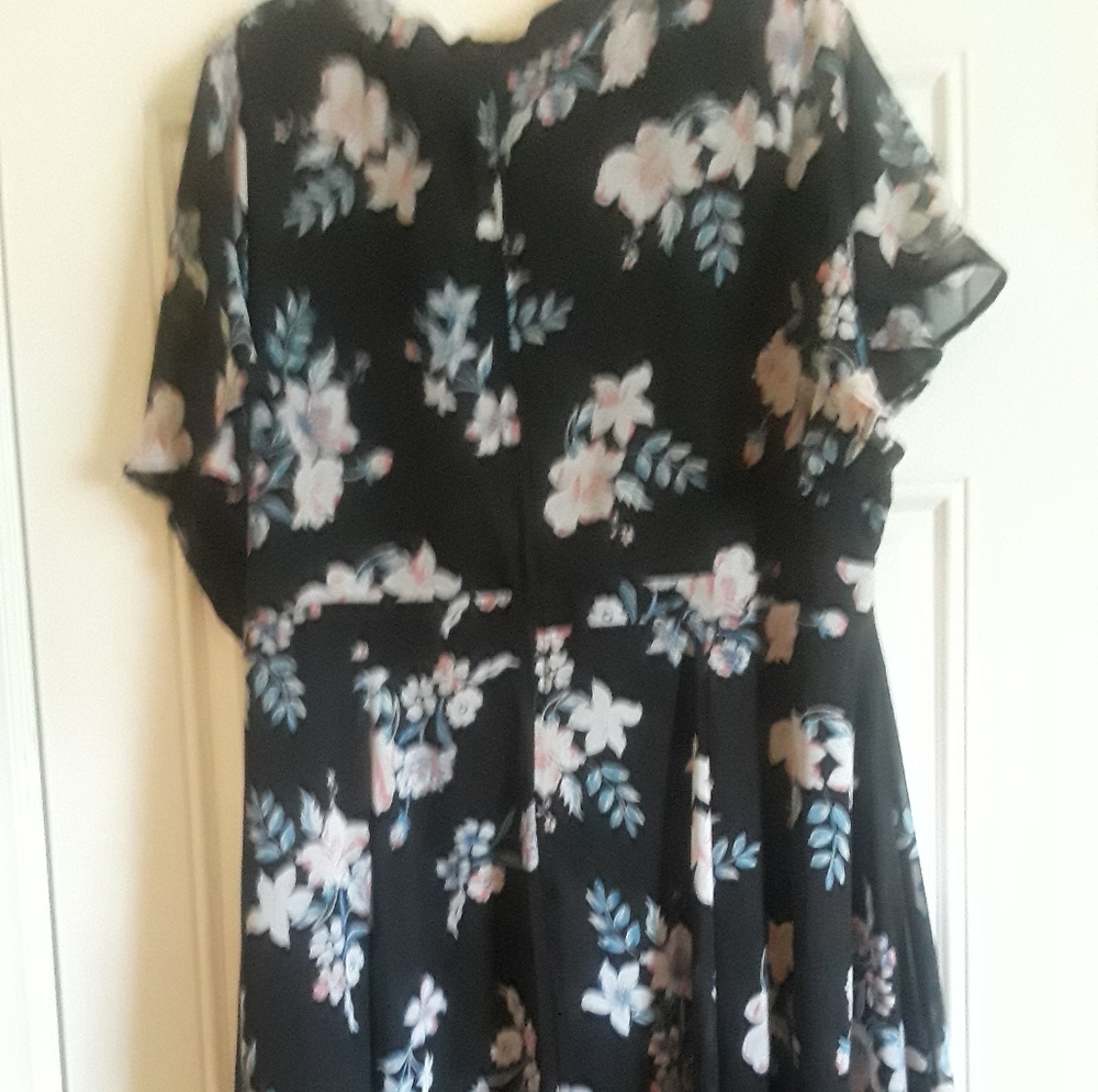 Chiffon blue flowy swing dress